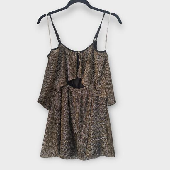 Lovers + Friends gold and silver ribbed mini dress with open back, size small - Picture 7 of 10